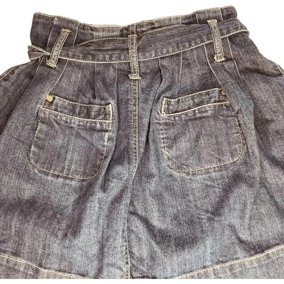 BCBGeneration Dark Wash Pleated Tie Waist Denim Mini Skirt - Picture 8 of 10